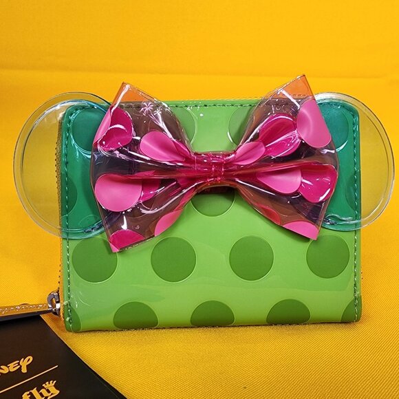 Loungefly Disney Minnie Mouse Jelly Color Block Polka Dot Zip Wallet NEW - Picture 1 of 13
